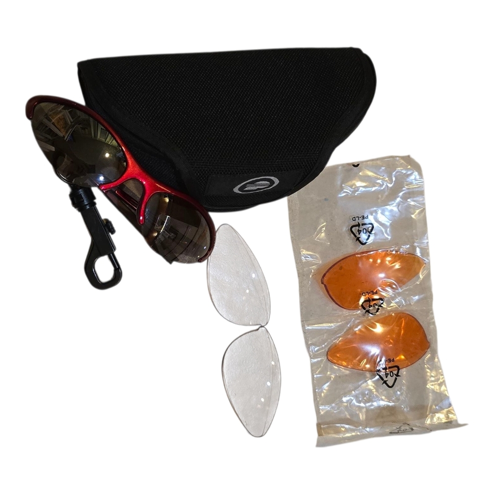 Stylish Plano Red Sunglasses with Interchangeable Lenses